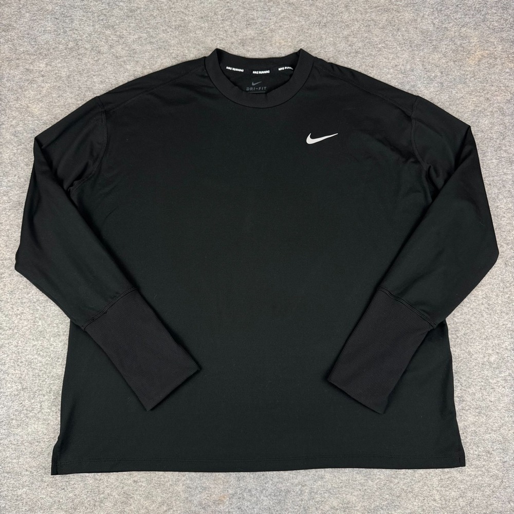 Nike Running‎ Dri Fit Element Shirt Long Sleeve Pullover Black Womens XL